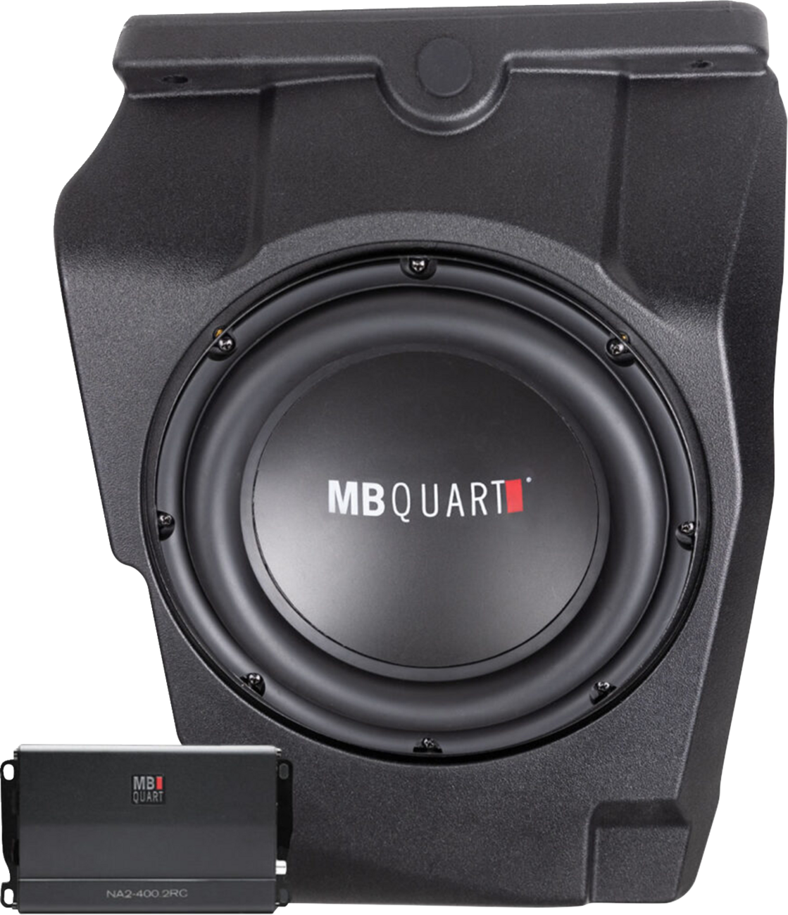 MB Quart Polaris MBQRP-SUB-1 10-Inch Dual 4 Ohm Subwoofer with Dash Mount Enclosure and 400W Class-D Amplifier