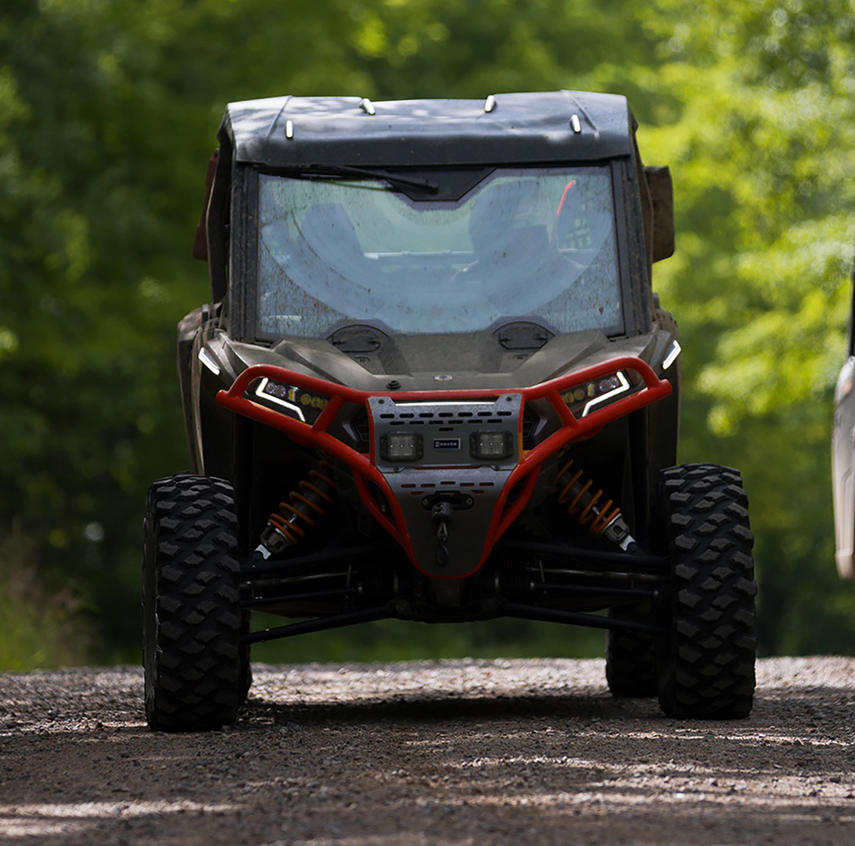 RAVEK Front Bumper/Skid Plate with White Lights - Red - RZR XP 1000 64-317RDL