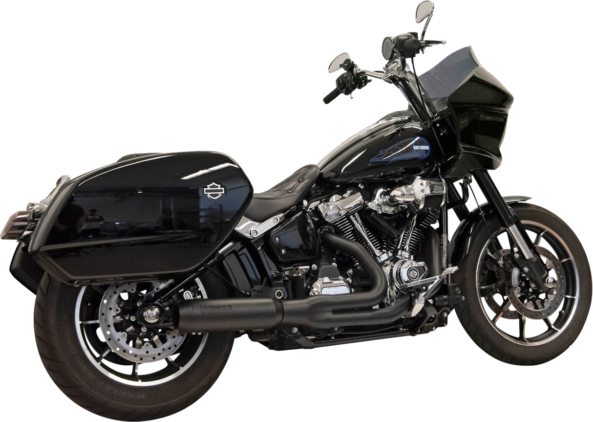 BASSANI XHAUST 2-into-1 Exhaust System with Superbike Muffler - 4" - Black - Softail M8 1S78B