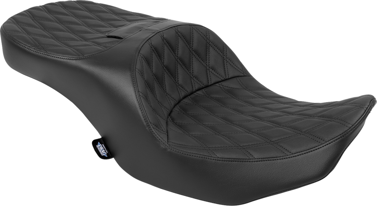 Drag Specialties Seats Forward Position Freedom Seat for Harley FLH/FLT 2023-2025 - Vinyl/Solar Leather Black Double Diamond Stitch (Part 4715F)
