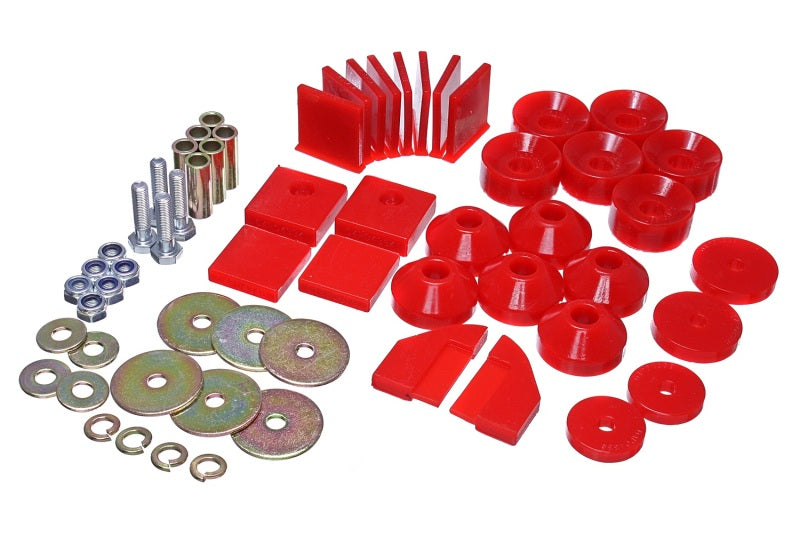 Energy Suspension 1.4101R Red Polyurethane Body Mount Set for 1990-1995 Suzuki Samurai