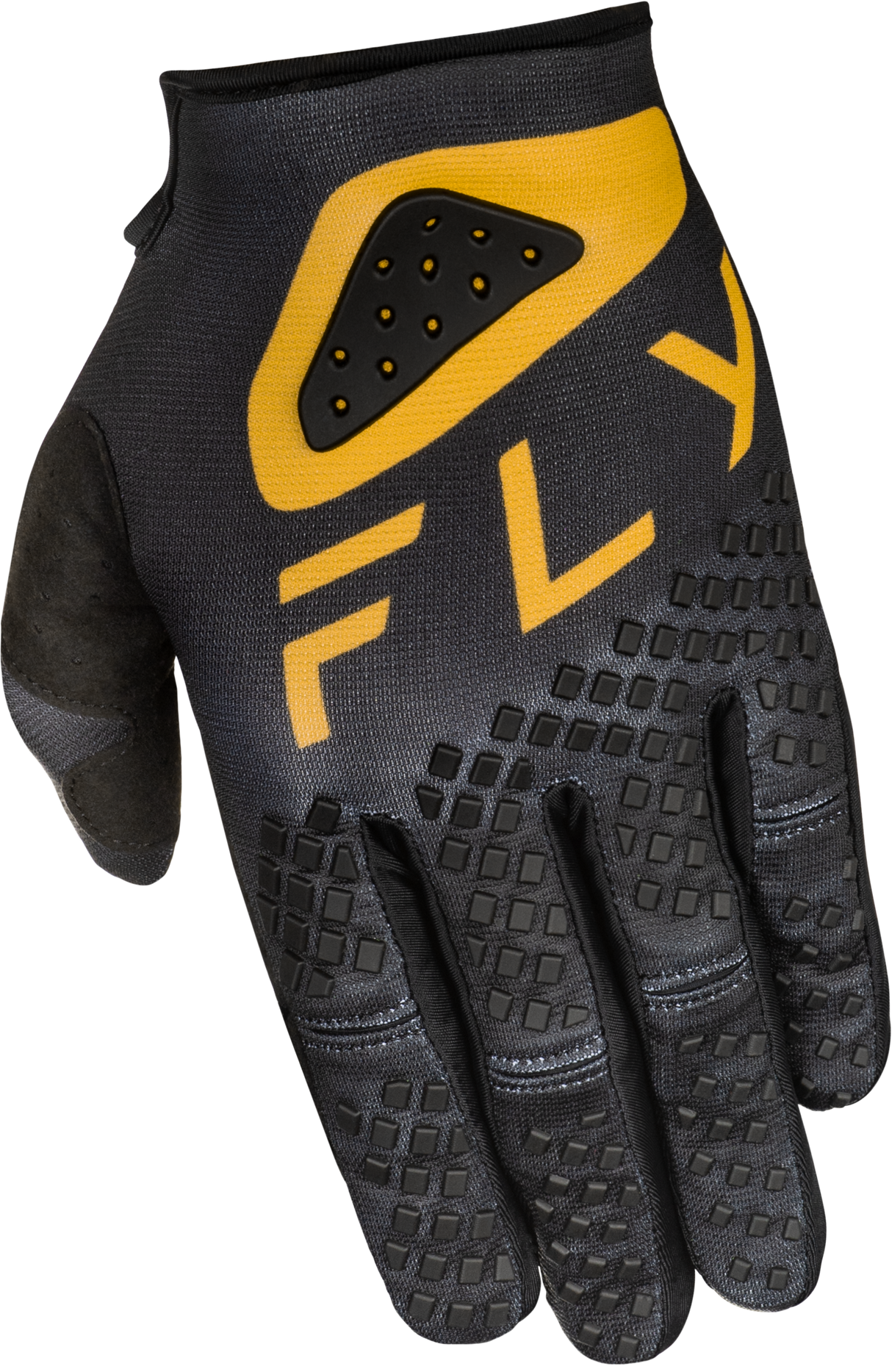 Fly Racing Kinetic Center Gloves Black/Gold XS – Lightweight Motorcycle Protective Race Gloves for Men and Women