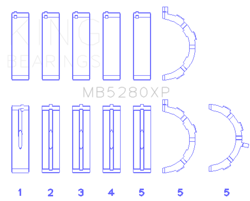 King Engine Bearings Ford Prod. V8 4.6L/5.4L (Size 0.25) Performance Main Bearing Set