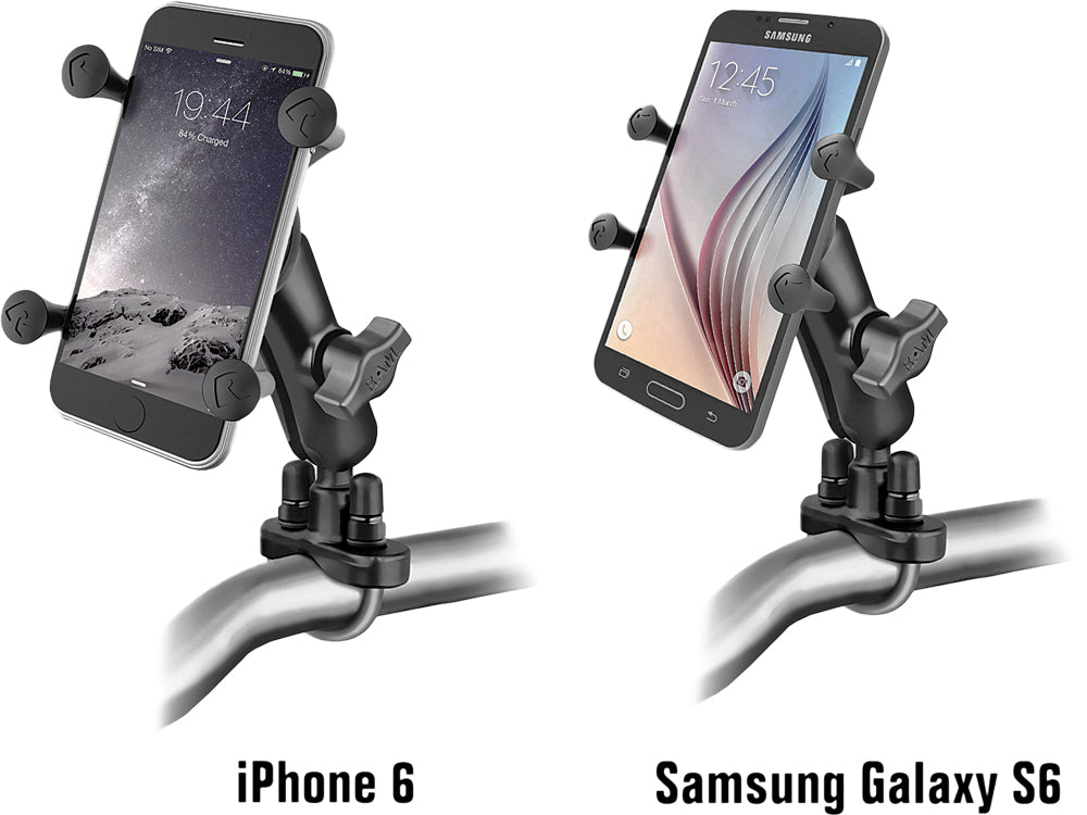 RAM Handlebar Rail Mount with U-Bolt Base and X-Grip Cradle for ATV, UTV, and Motorcycle - Part Number RAM-B-149Z-UN7