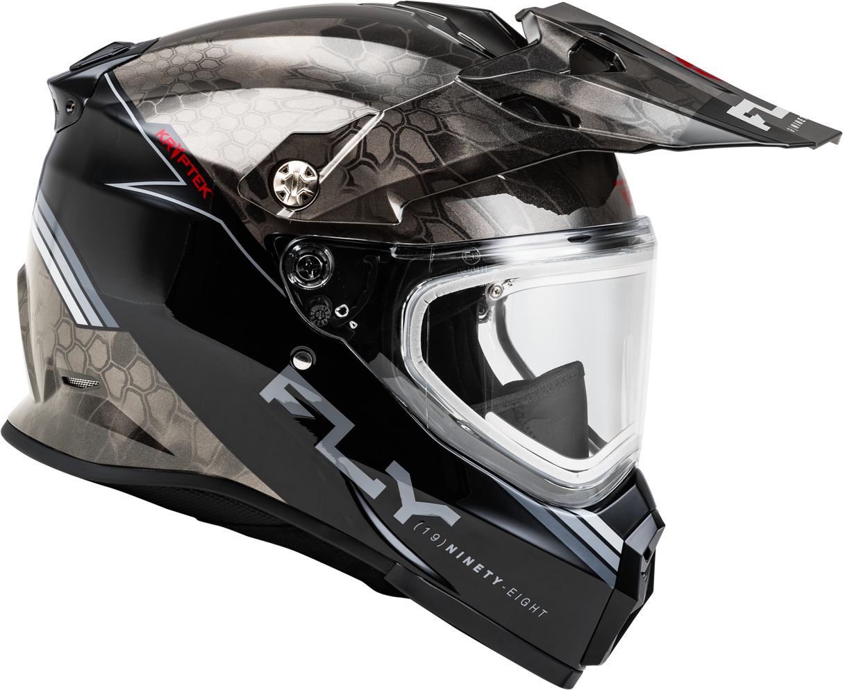 Fly Racing Trekker CW Conceal Helmet with Electric Shield - Black/Grey/White, Small - Fits ATV, Dirt Bike, Off-Road Vehicles