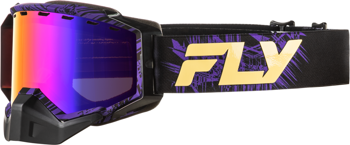 Fly Racing Zone Snow Goggle Pur/Tan with Purple Mirror and Amber Lens for Ski and Snowboard Vehicles