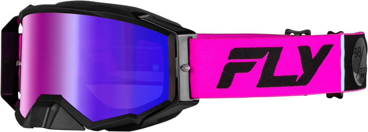 Fly Racing Zone Pro Goggle Pink/Black with Iridescent Red Mirror Lens for Motocross and Off-Road Vehicles