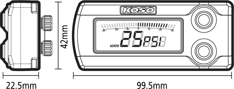 KOSO X 1 Boost Gauge for Turbo and Supercharged Vehicles - Model BA029000