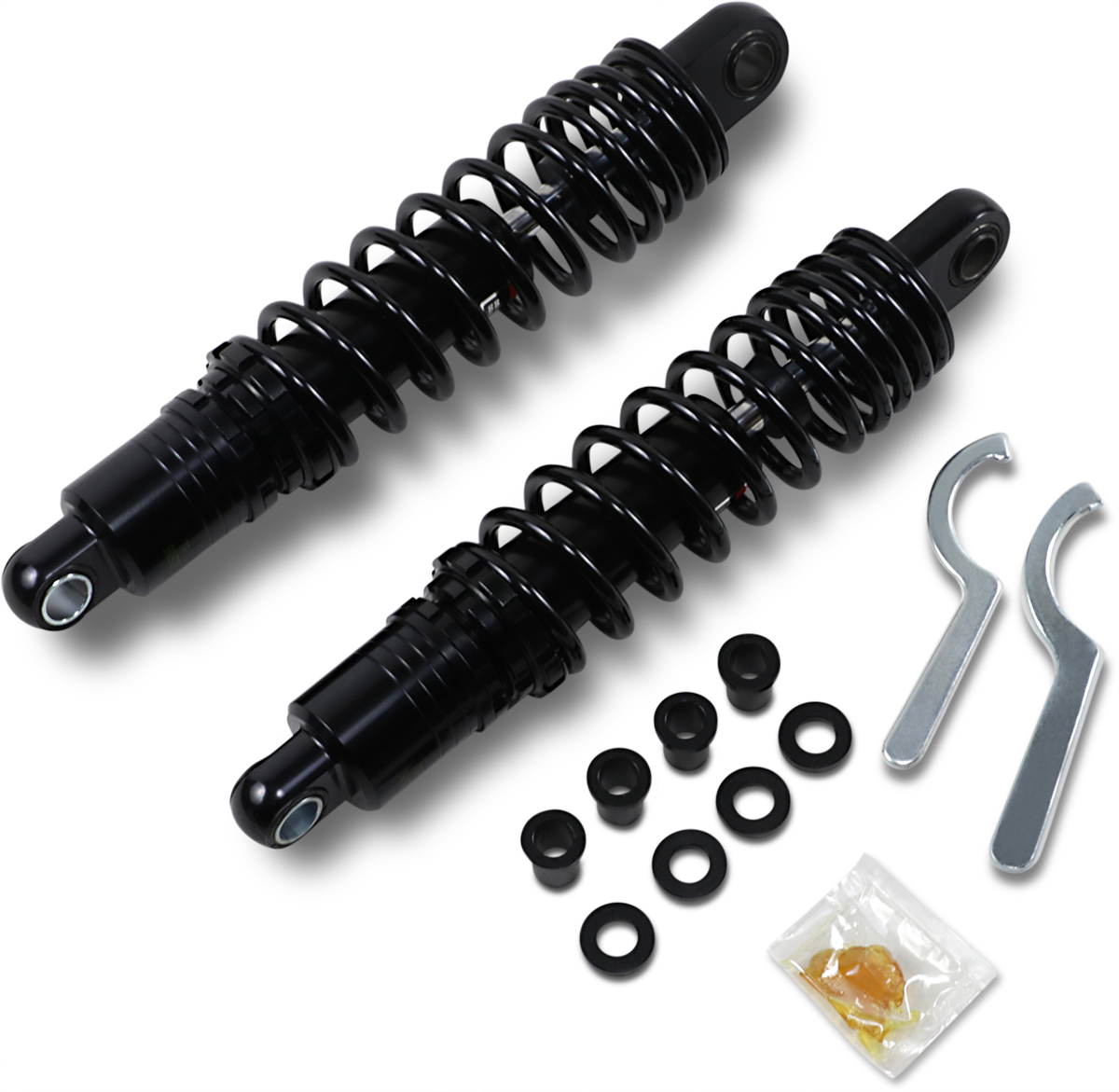 DRAG SPECIALTIES SHOCKS Premium Ride-Height Adjustable Shock Absorbers - 12.5 Inch - Black - Fits Harley-Davidson Touring Models with OEM or Custom Mounts - Part C16-0167NUAB