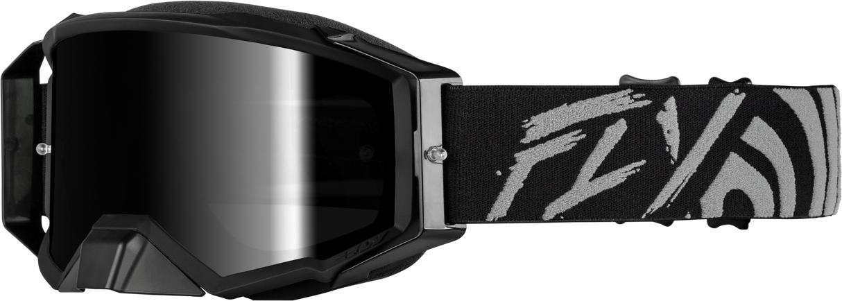 Fly Racing Zone Elite Goggle Grey/Black with Black Mirror/Smoke Lens for ATV, UTV, Dirt Bike, and Motocross Vehicles