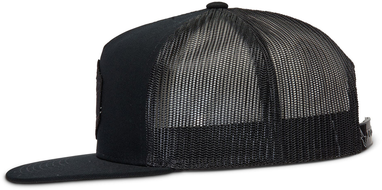 Alpinestars Bolt Trucker Hat Black/Black - Adjustable Mesh Cap with Embroidered Logo for Motorcycle and Off-Road Enthusiasts