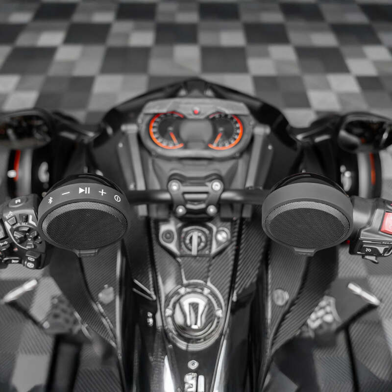 DS18 RYDERBT Bluetooth Handlebar Mount Speakers for Motorcycles - 2.5 Inch Full-Range Amplified Class D Audio System with USB Port and Water Resistance