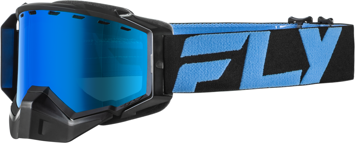 Fly Racing Zone Snow Goggle Black/Blue with Sky Blue Mirror and Blue Lens