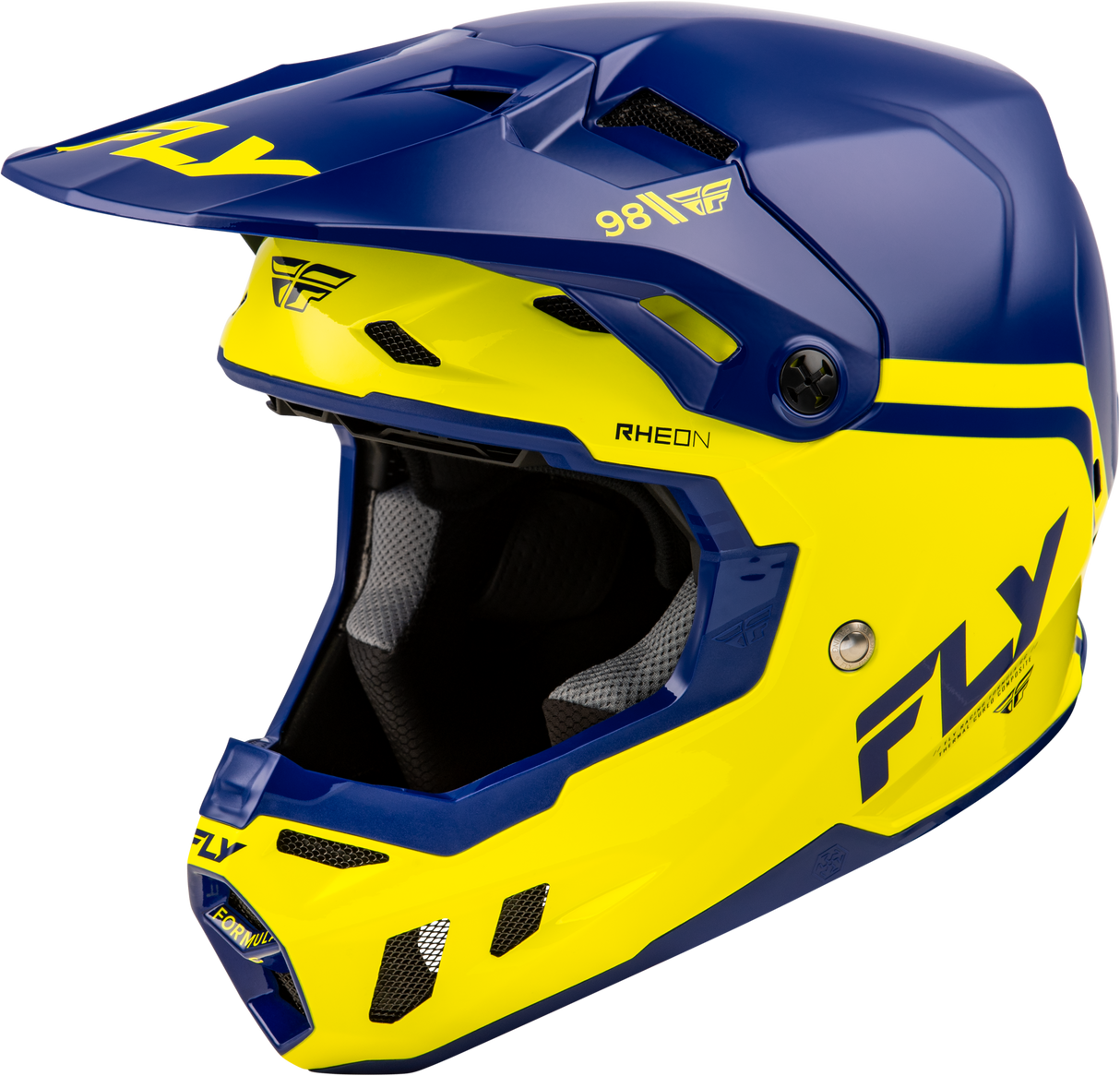 Fly Racing Formula CC Objective Helmet Navy/Yellow Large – DOT & ECE Approved Motorcycle Helmet with Adaptive Impact System for Cruiser, Touring, and Off-Road Bikes