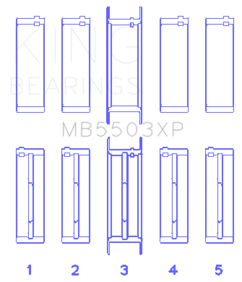King Engine Bearings Ford V8 351ci 5.8L 16v Cleveland Crankshaft Main Bearing Set (Set of 5)