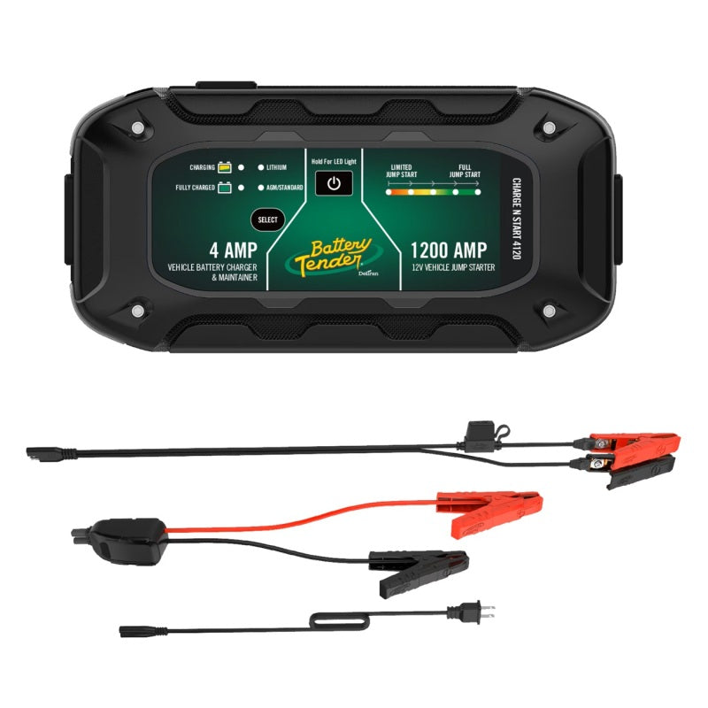 Battery Tender Charge N Start 4120 4A Battery Charger and 1200A Jump Starter - Model 030-7020-WH