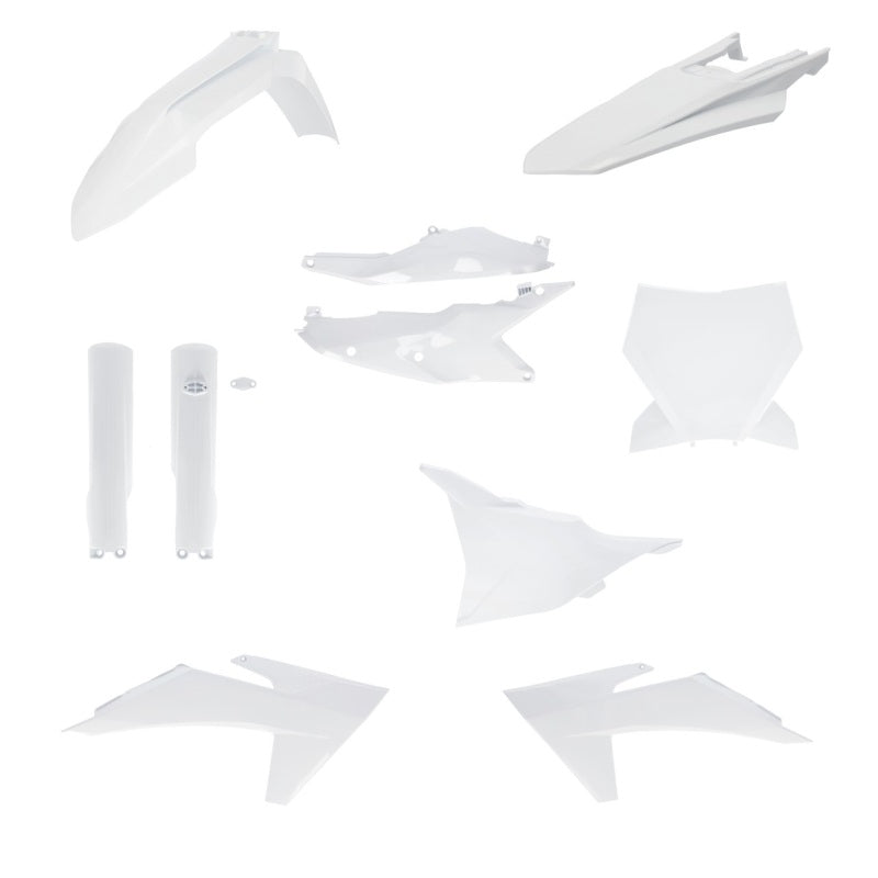 Acerbis 23-24 KTM 125-450 SX/SX-F/XC/XC-F Plastic Kit in White - Durable OEM Style Body Panels for Off-Road Motorcycles