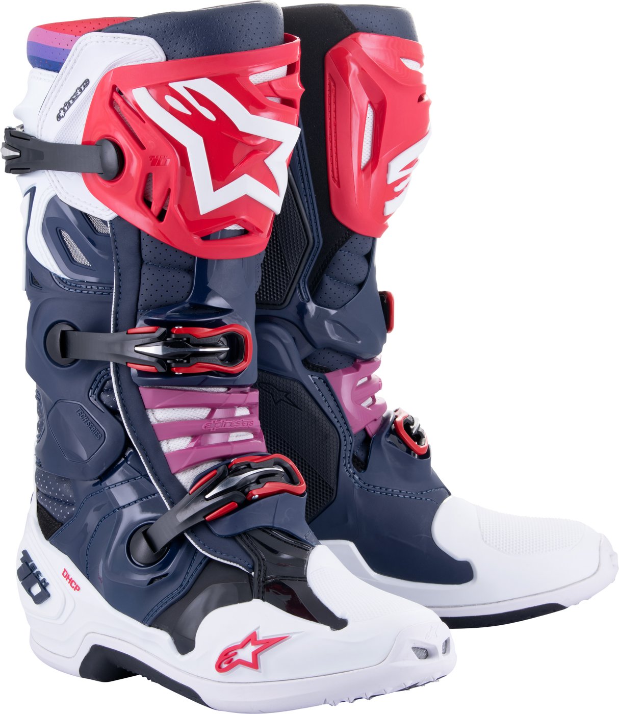 Alpinestars Tech 10 Supervented Offroad Motorcycle Boots – Night Navy/White/Rainbow, US 7