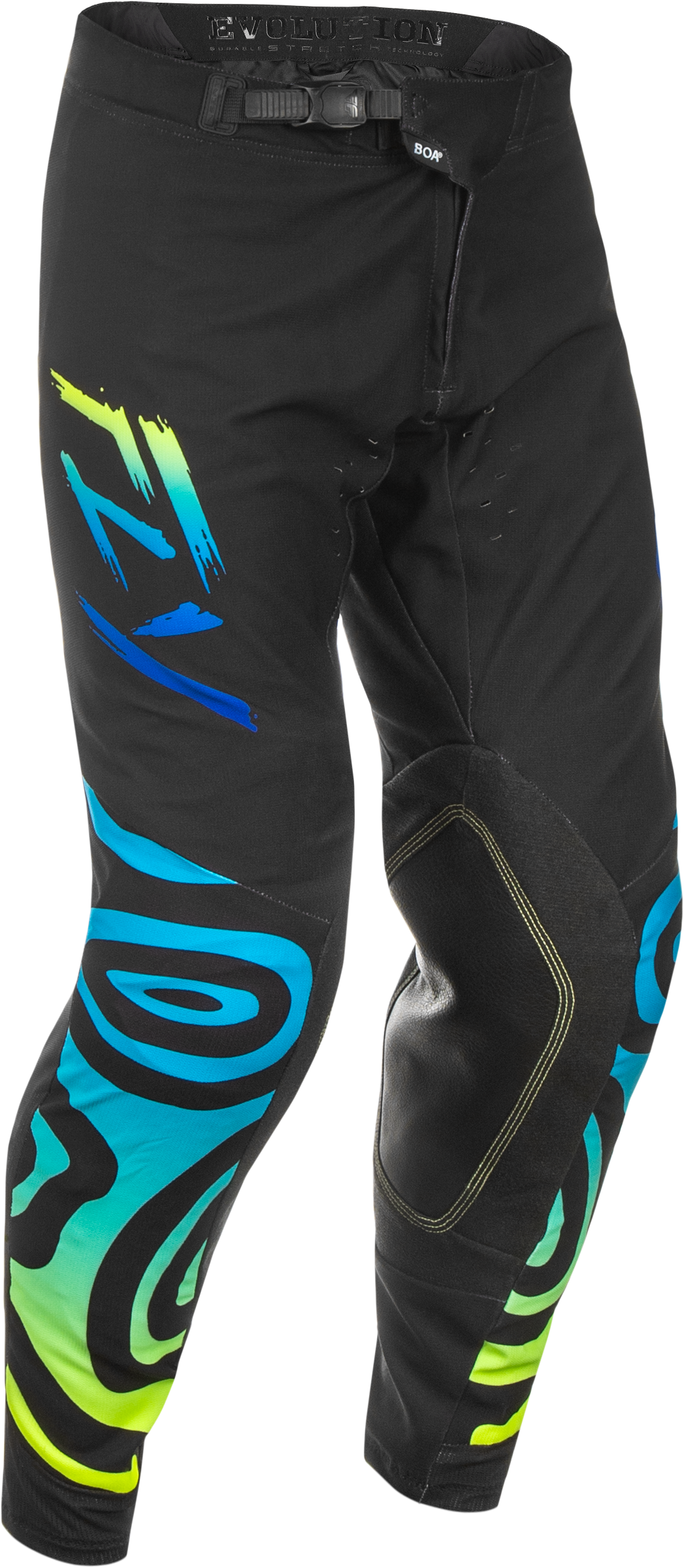 Fly Racing Evolution DST Zen Pants Black/Blue/Hi Vis Size 28 – Durable Motocross Riding Pants with Advanced Ventilation and Custom Fit