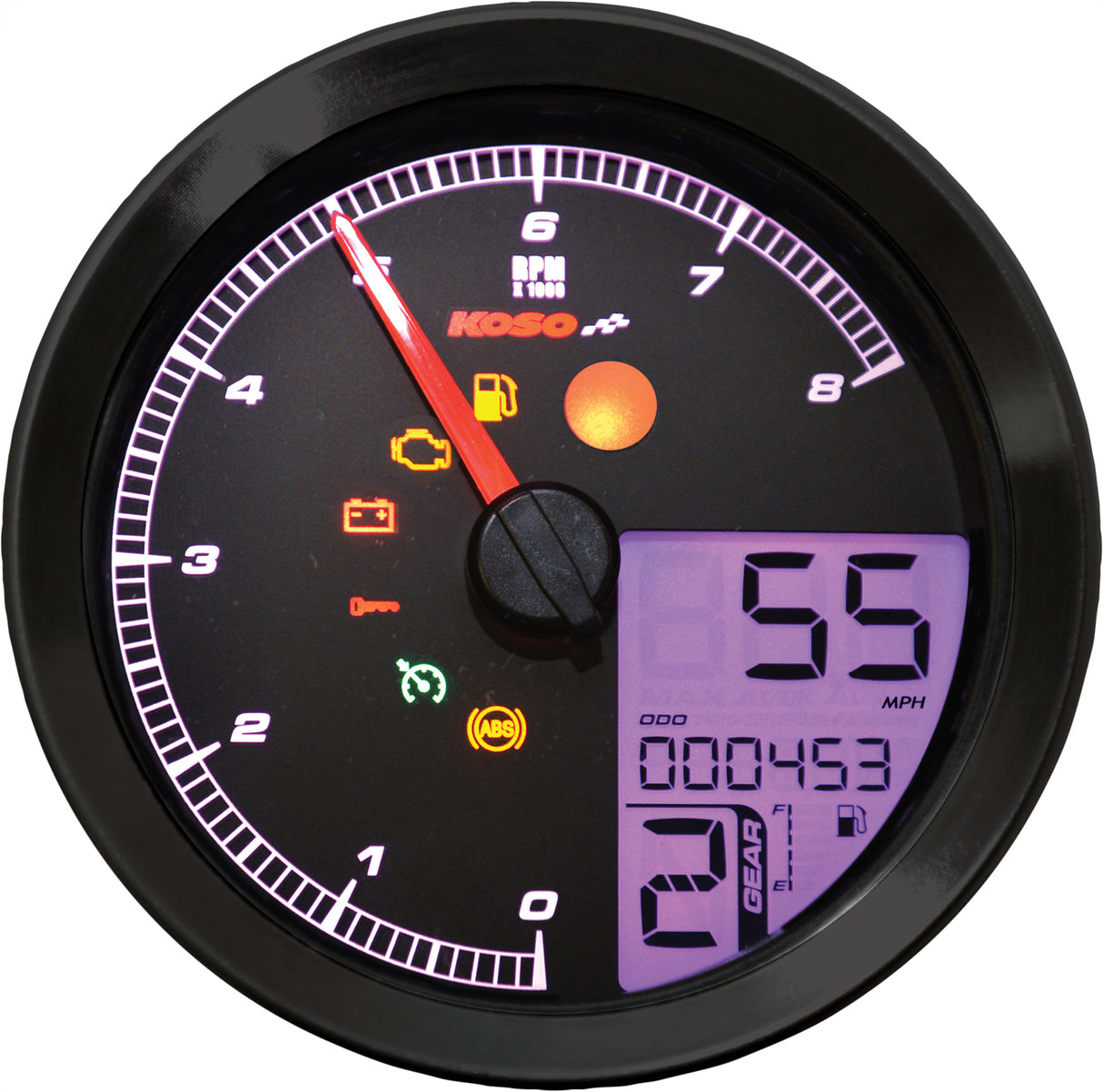 KOSO BA051211 Speedo / Tach Black Bezel LCD Color Change Display for Harley Davidson XL883N Iron 883 and XL883L Super Low (2005-2013)