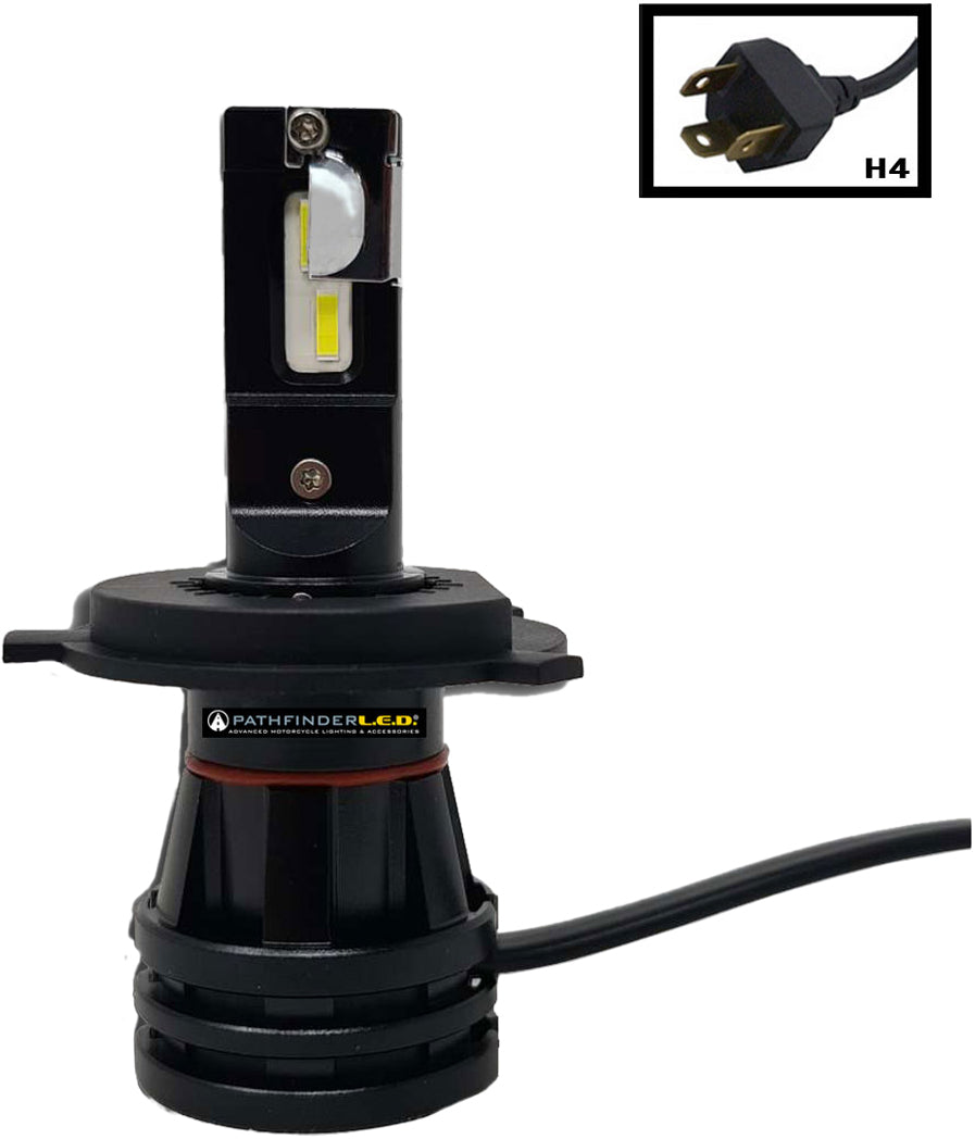 Pathfinder H4 Mini LED Bulb 6000 Lumens - Universal Fit for Most Vehicles with H4 Headlight Applications