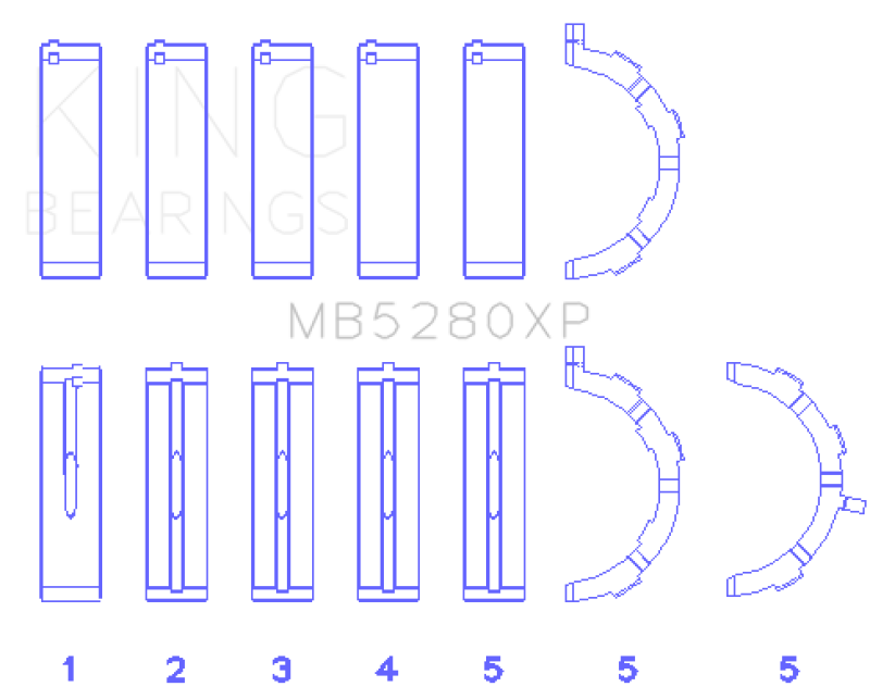 King Engine Bearings Ford Prod. V8 4.6L/5.4L (Size STD) Performance Main Bearing Set - Size STD