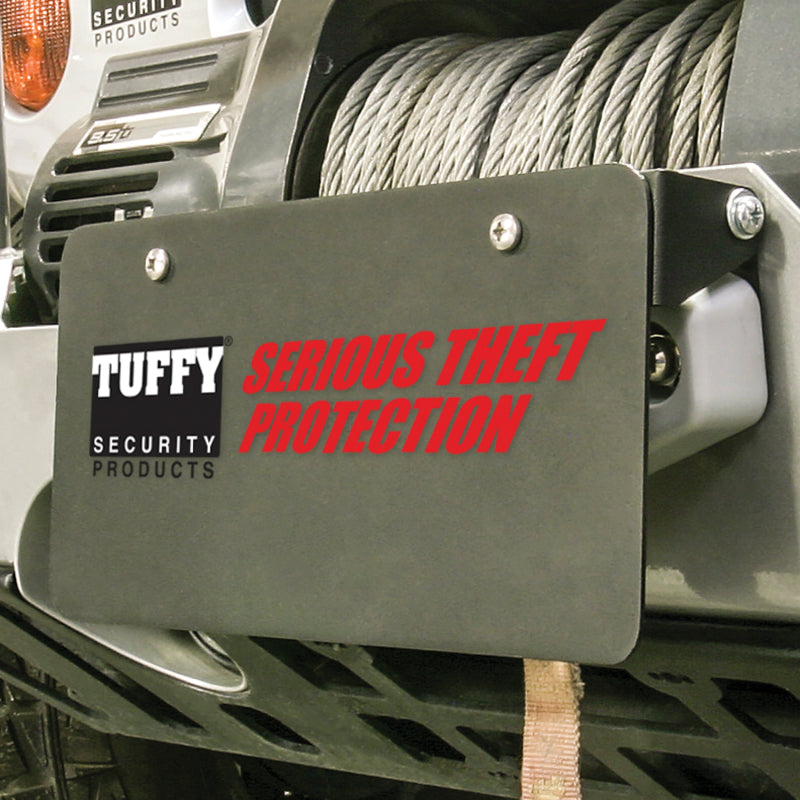 Tuffy Products Flip-up License Plate Holder for Hawse Winch Fairlead – Black