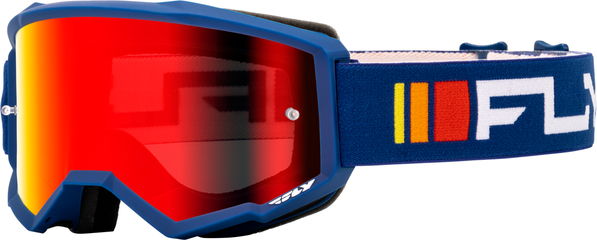 Fly Racing Youth Zone Goggle Navy/White with Red Mirror/Smoke Lens – Perfect for Off-Road and ATV Riding