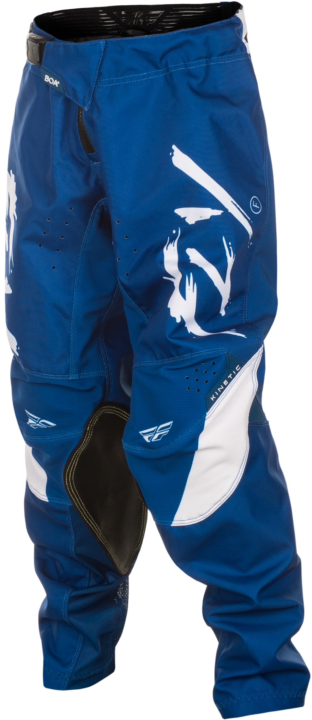 Fly Racing Youth Kinetic Stoke Offroad Pants Navy/White Size 22 with Ventilated Multi-Panel Design