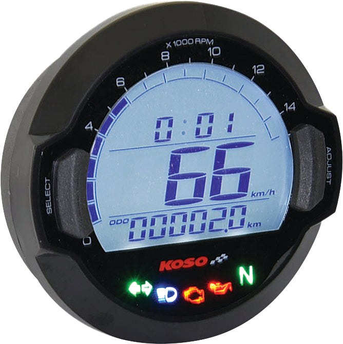 KOSO DL 03SR Digital Gauge with Black Bezel for Automotive Applications
