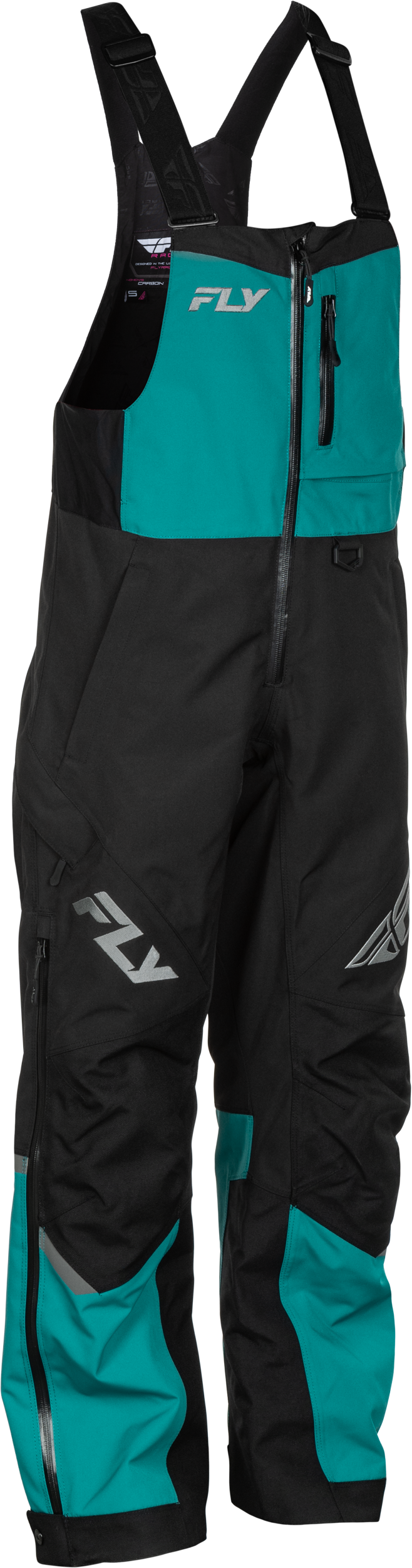 Fly Racing Women's Carbon Bibs Deep Lake/Black XS – Waterproof Snow Pants for Skiing and Snowboarding