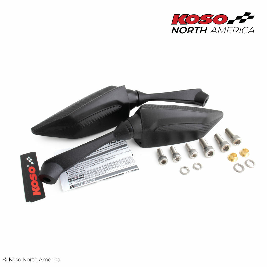 KOSO Sprint Mirrors PR Black - Fits M8 and M10 Motorcycles