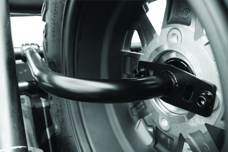 DragonFire Racing Polaris RZR XP Spare Tire Carrier Part #521157 – Space-Saving Triangular Mounting System