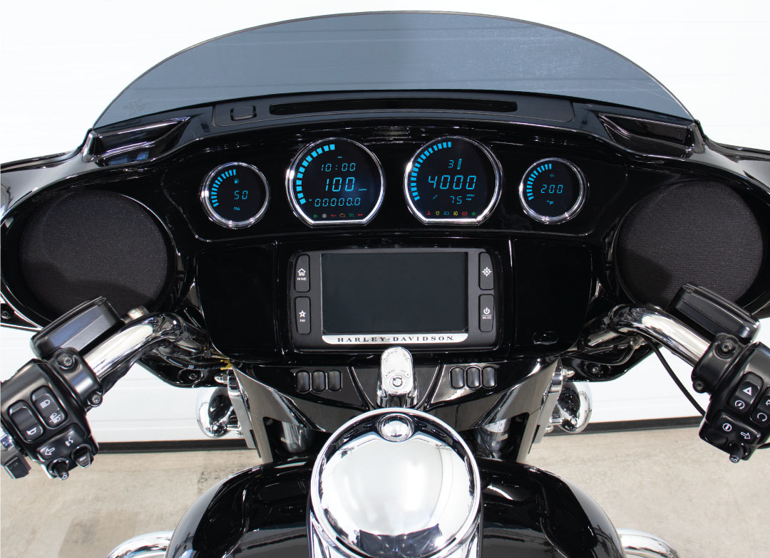 KOSO BA064911 4-Piece Blue LED Gauge Set for Harley-Davidson Touring and Trike Models