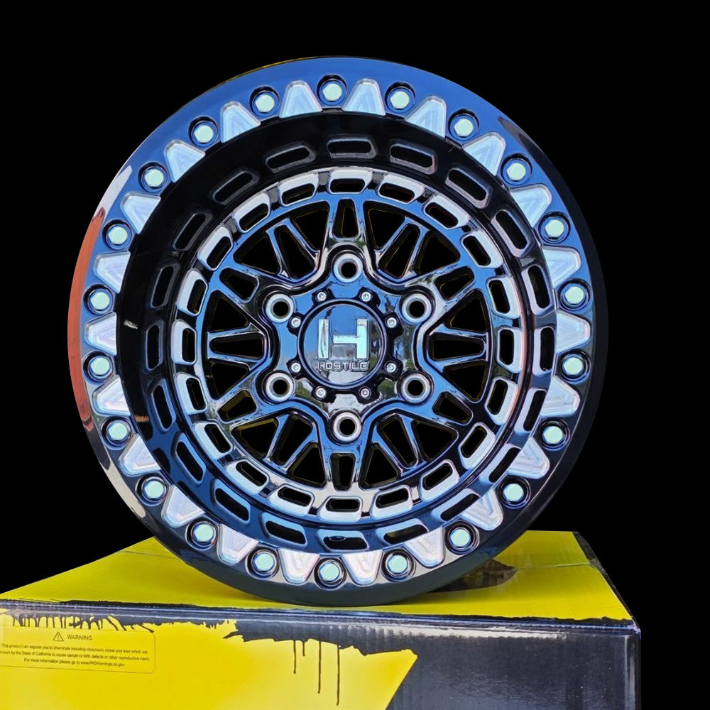 H350 Hostile Apex Gloss Black & Milled UTV BEADLOCK Wheel 6x5.5