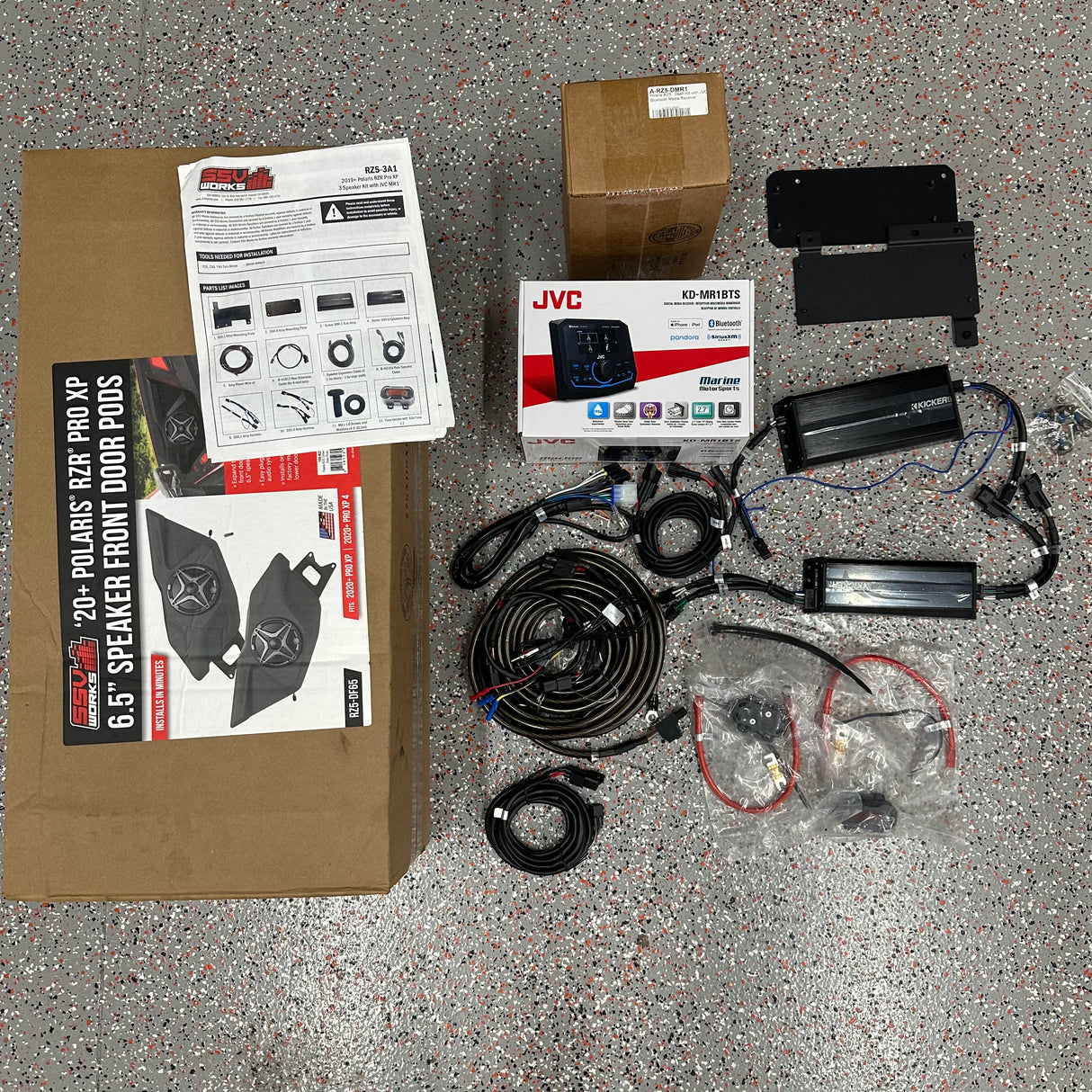 2019+ Polaris RZR PRO XP 3 Speaker Kit with JVC MR1 and 10" Kicker Sub w/ Enclosure(GARAGE SALE)