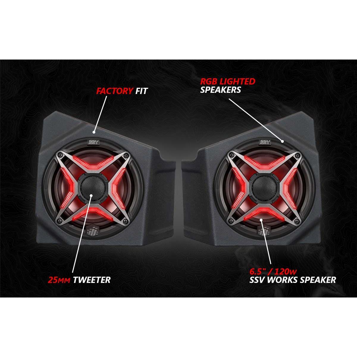 Kawasaki KRX Lighted 3-Speaker System with Head Unit | SSV Works