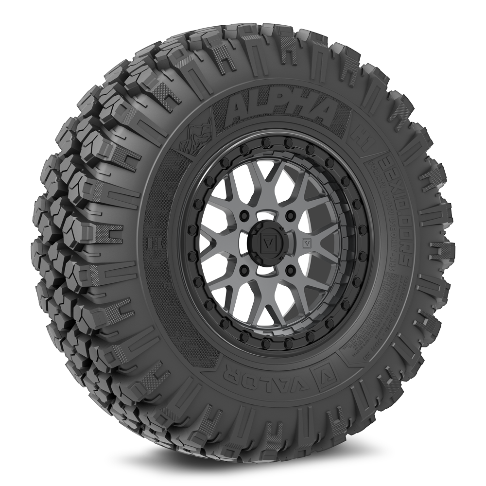 Alpha V07 (Graphite) Wheel & Tire Package | Valor Offroad