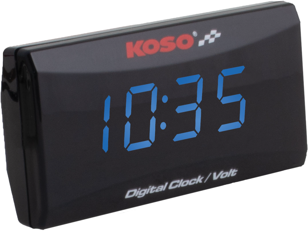 KOSO Super Slim Clock and Volt Meter with Blue Display - Universal Fit for Cars and Motorcycles