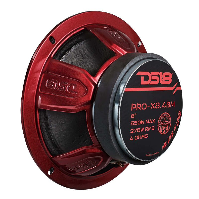 DS18 PRO-X8.4BM 8-Inch 275W RMS 4 Ohm Mid-Range Bullet Loudspeaker for Automotive Sound Systems