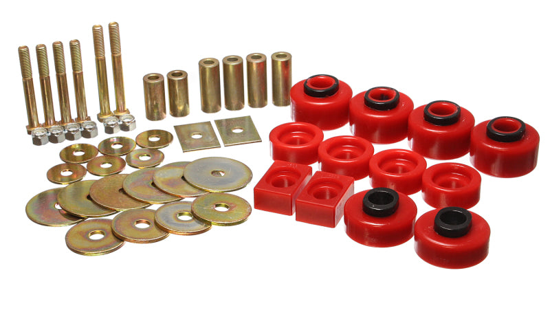 Energy Suspension Hyper-Flex Red Body Mount Set for 1998-2000 Ford F-150, F-100, F-250 2WD & L-Duty — Fits Extended Cab Models