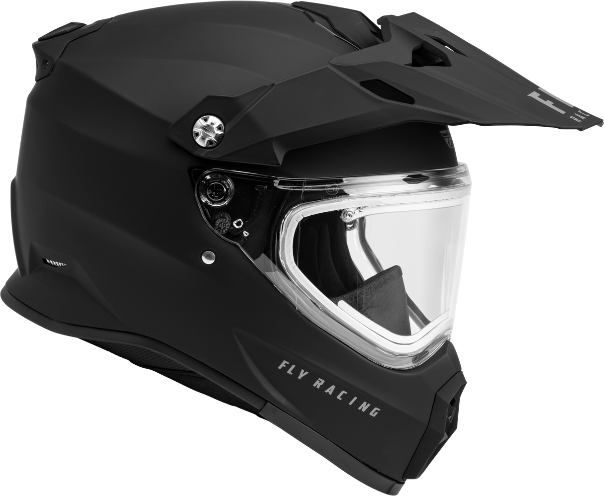 Fly Racing Trekker CW Solid Helmet with Electric Shield in Matte Black – Large