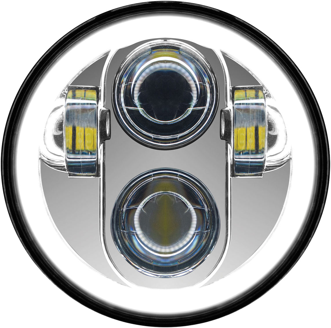 PATHFINDER HD5MCH 5 3/4 Inch LED Headlight with Full Halo Chrome - Fits 1997-2006 Ford F-150, 1999-2007 Ford Super Duty, and more