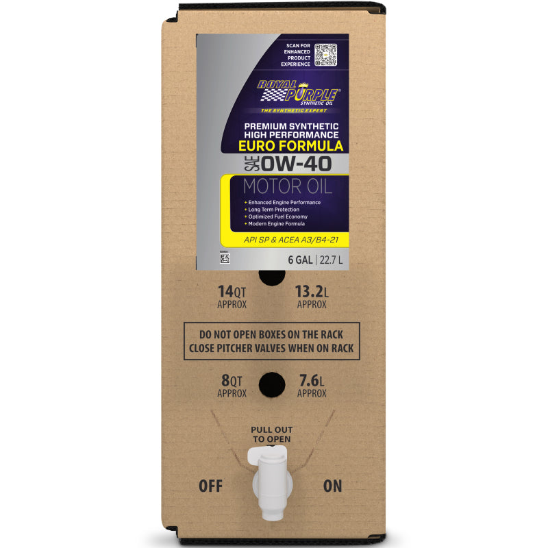 Royal Purple Premium Synthetic High Performance Euro Formula 0W-40 Motor Oil - 6 Gallon Bag-In-Box