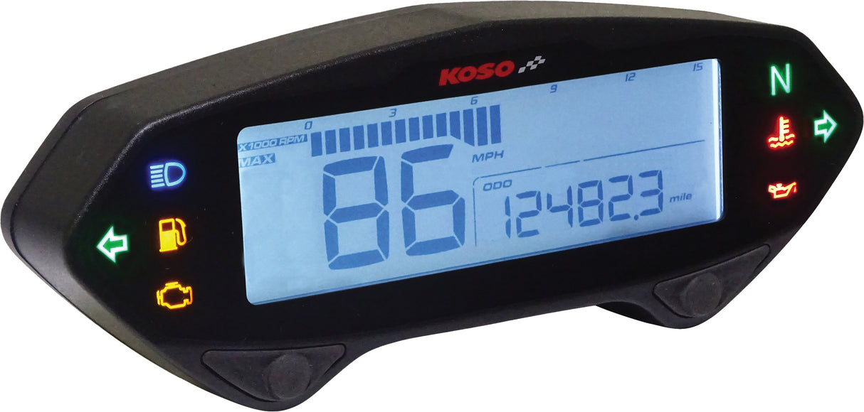 KOSO DB 01RN Multifunction Motorcycle Speedometer - Universal Fit for Cars and Bikes