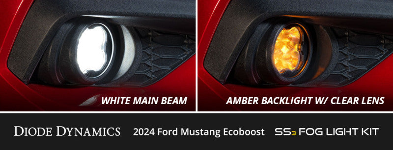 Diode Dynamics 2025 Ford Mustang EcoBoost SS3 Add-On Fog Lamp Kit White Sport