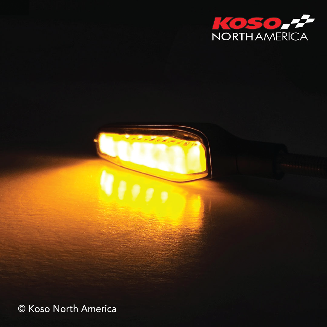 KOSO HE051001 GW 04 LED Turn Signals Sequential Matte Black Pair for Motorcycles and ATVs