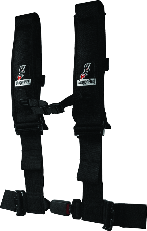 DragonFire Racing H-Style 4-Point Harness with EZ-Adjust and 3-Inch Buckle for Powersports Vehicles