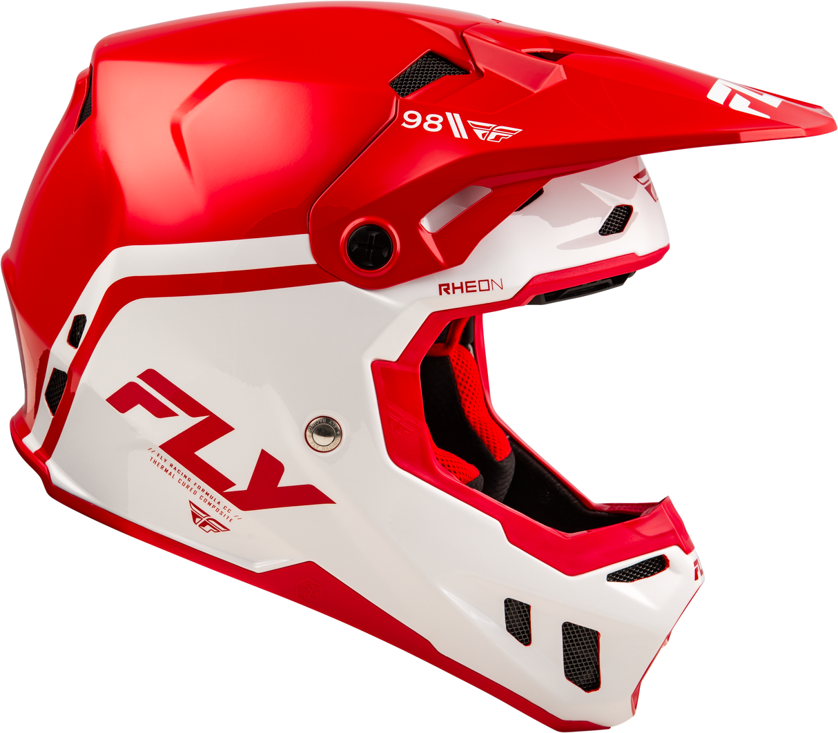 Fly Racing Formula CC Objective Helmet - Red/White for Motocross and Off-Road Vehicles, Size Medium