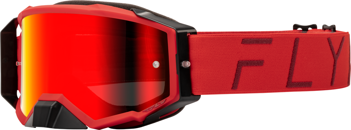 Fly Racing Zone Pro Goggle with Red Mirror/Smoke Lens for ATV, Motocross, and Off-Road Vehicles